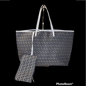 Gorgeous Fendi Zucchino tote with pouch